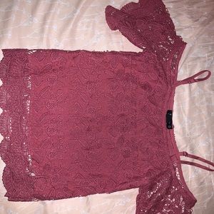 Pink crochet off the shoulder top with straps
